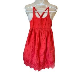 Gap Girl's Sundress in Vibrant Orange with Embroidery- size 5 youth